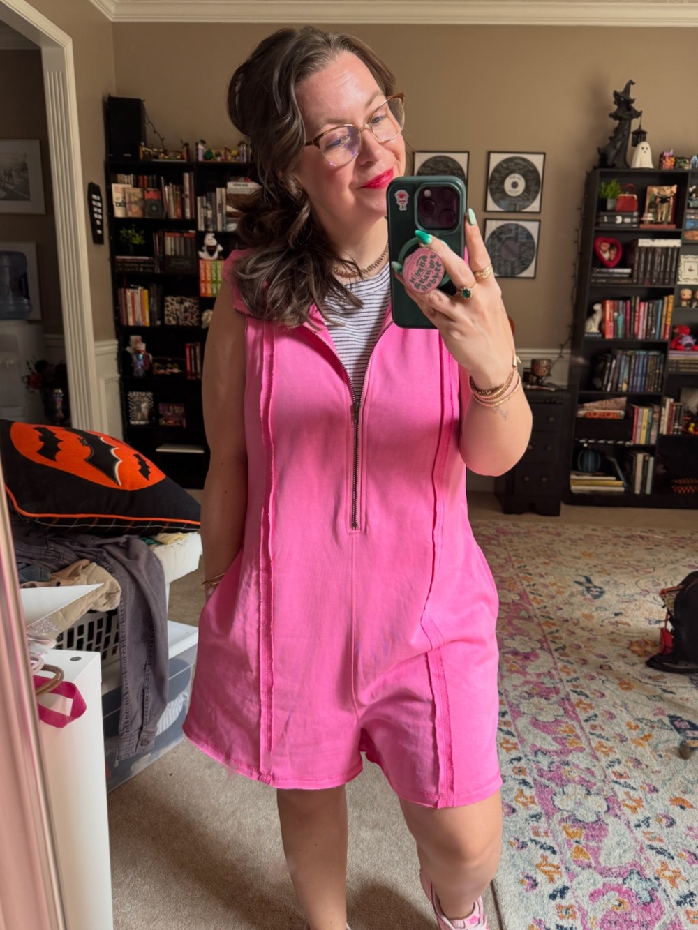 Women’s Hooded Sleeveless Pink Romper